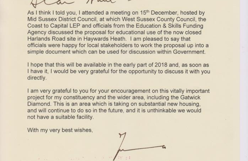 Letter to Anne Milton