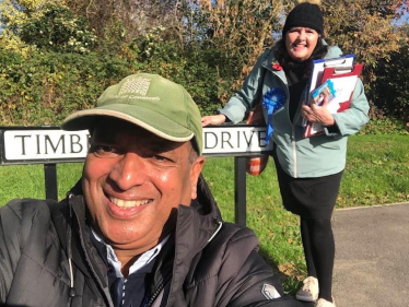 Cllrs Sandy and Sujan out and about meeting constituents 