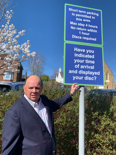 Pete Bradbury in Cuckfield at parking machine